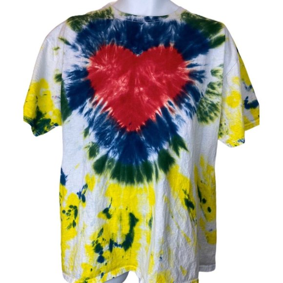 Handmade Other - Tie Dye Rainbow Heart T Shirt - Adult XL